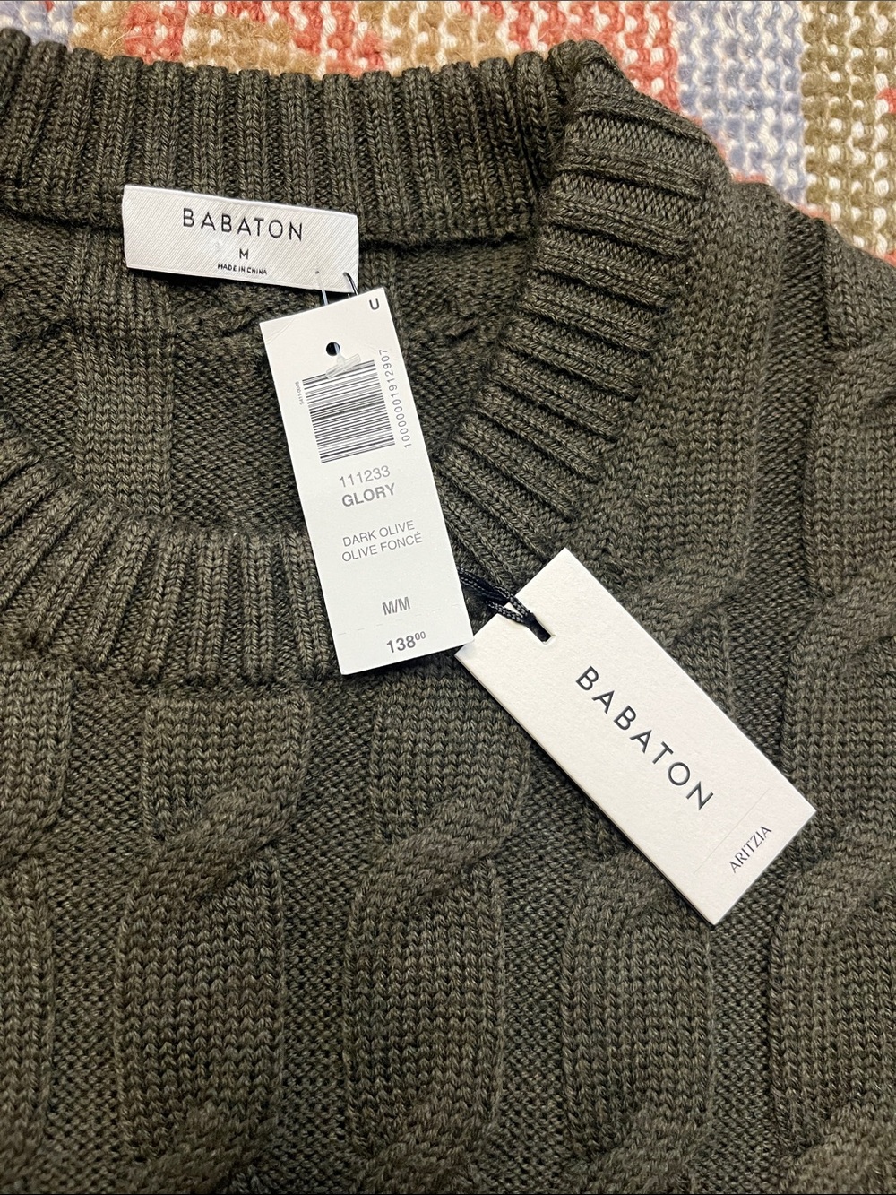 NWT Aritzia Glory Merino Wool Sweater – Dark Olive – Oversized Crewneck – Size M - Picture 3 of 8